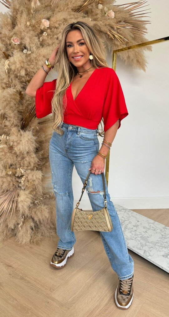 BOW CROPPED TOP RED