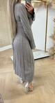 FLAIR MOUW RIB V DRESS TAUPE