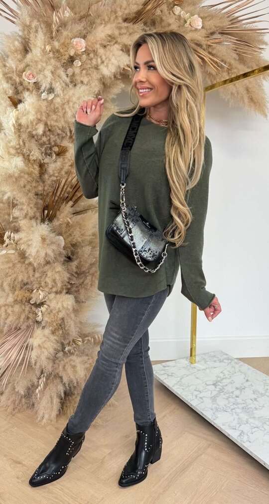 ZOE SOFT BASIC TOP ARMYGREEN