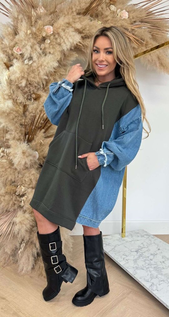 LONG DENIM HOODIE ARMYGREEN