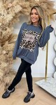 JÁDORE LEO PRINT SWEAT GREY