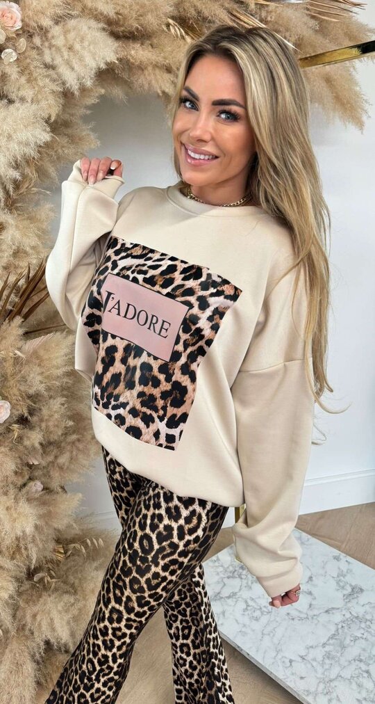 JÁDORE LEO PRINT SWEAT BEIGE