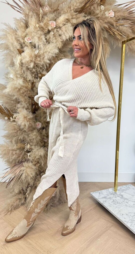 KNITTED LUS MUSTHAVE DRESS LIGHTBEIGE