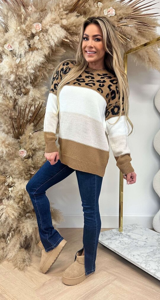 BOBBY LEO STRIPE SWEAT CAMEL/LIGHTBEIGE