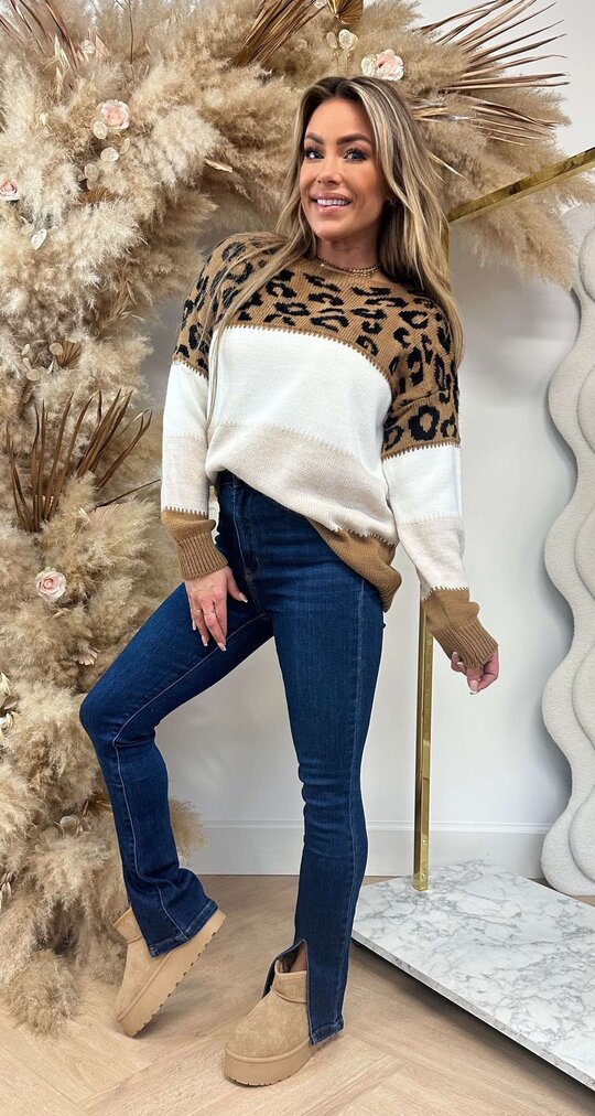 BOBBY LEO STRIPE SWEAT CAMEL/LIGHTBEIGE