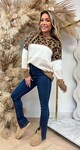 BOBBY LEO STRIPE SWEAT CAMEL/LIGHTBEIGE