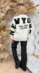 NEW YORK TEDDY TEKST SWEAT 180 LIGHTBEIGE/BLACK
