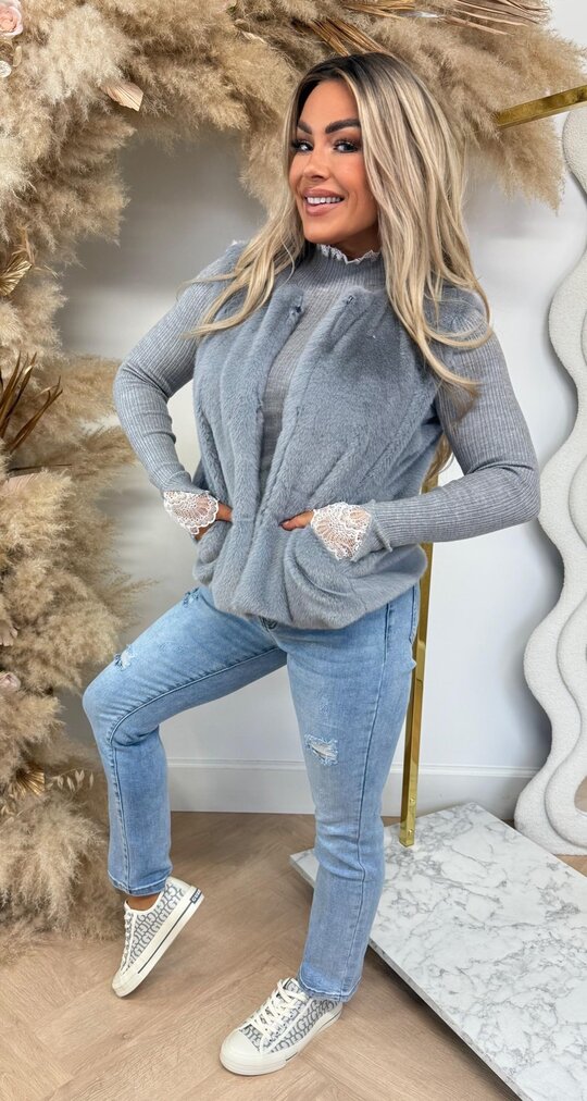 FURRY GILET 2464 GREY