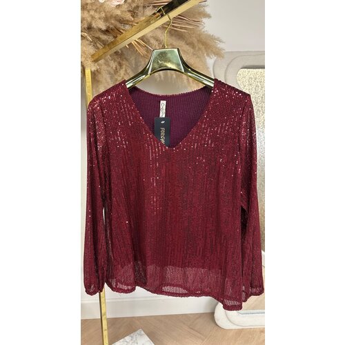 LONGSLEEVE PAILLETTEN TOP BURGUNDY LONGSLEEVE PAILLETTEN TOP BURGUNDY