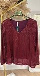 LONGSLEEVE PAILLETTEN TOP BURGUNDY