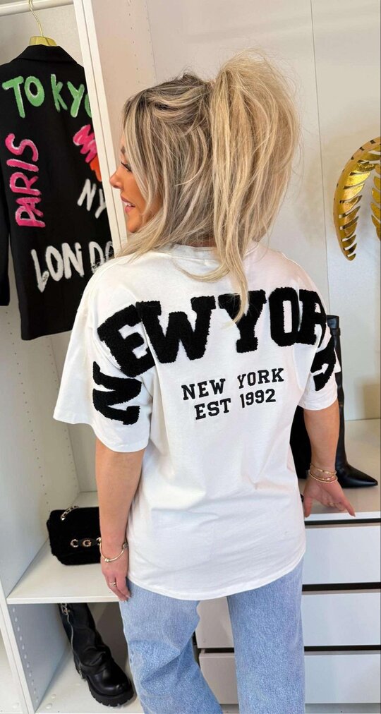NEW YORK TEDDY TEKST T-SHIRT 7191 WHITE/BLACK