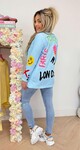 SMILE TEKST BLAZER ICEBLUE