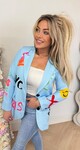 SMILE TEKST BLAZER ICEBLUE