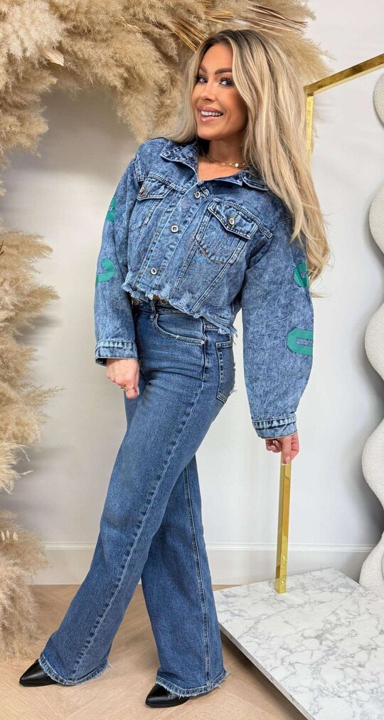 CROPPED DENIM TEKST JACKET 6662 DENIM