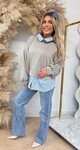 INSTYLE STRIPE KRAAG SWEAT TAUPE/BLUE
