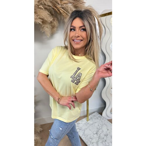 LA LEO PRINT TEKST TEE 257 YELLOW LA LEO PRINT TEKST TEE 257 YELLOW