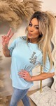LA LEO PRINT TEKST TEE 257 ICEBLUE