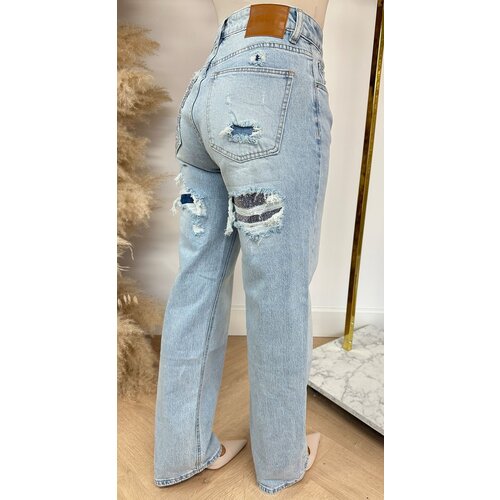 FASHION GLITTER POCKET JEANS T63 BLUE FASHION GLITTER POCKET JEANS T63 BLUE