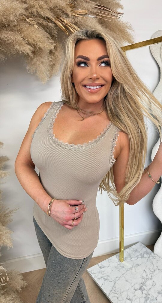 LACE TOPJE YW009 BEIGE