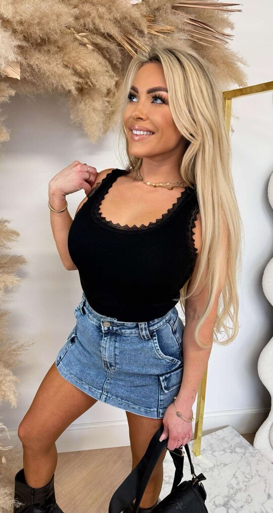 LACE TOPJE YW009 BLACK