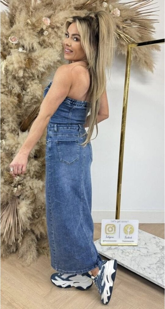 ZIP DENIM SPLIT DRESS 2571 DENIMBLUE