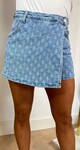 PRINT OVERSLAG DENIM SKORT 3031 DENIM BLUE