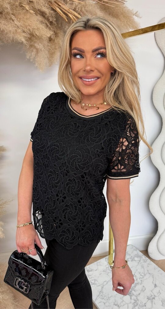 ALL OVER LACE SHIRT 19841 BLACK