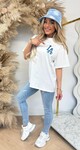 LA OVERSIZED BASIC TEE 7229 OFF WHITE/DENIM
