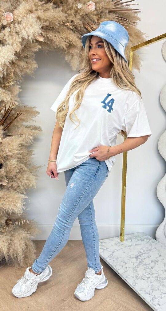 LA OVERSIZED BASIC TEE 7229 OFF WHITE/DENIM