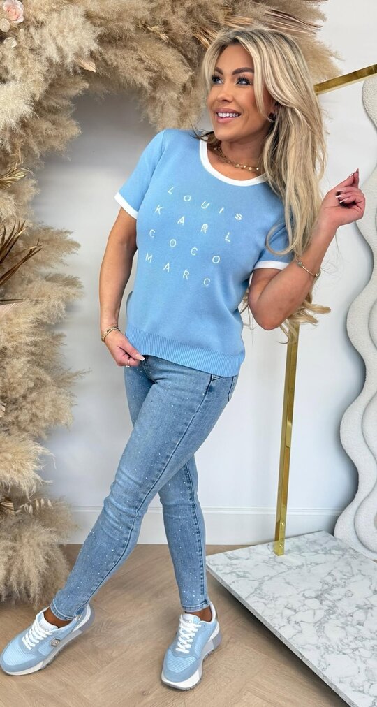 DESIGNER TEKST SHIRT 9085 ICE BLUE