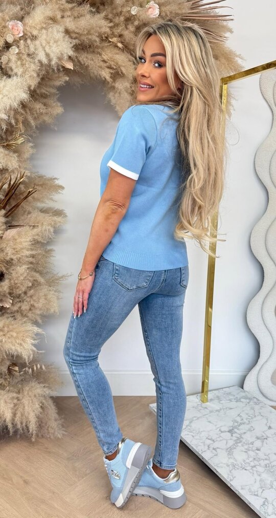 DESIGNER TEKST SHIRT 9085 ICE BLUE