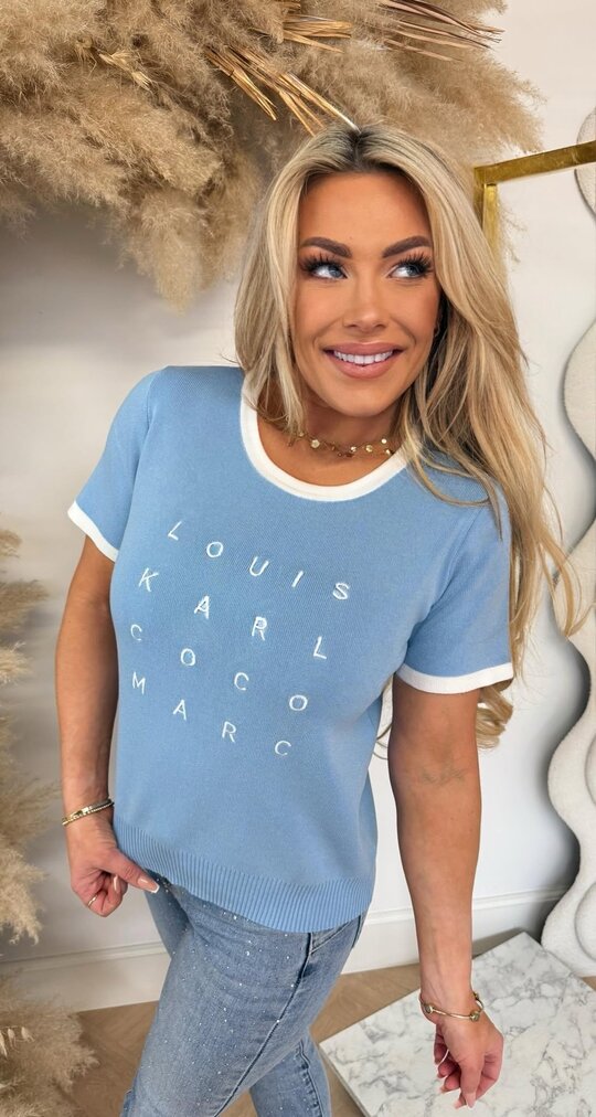 DESIGNER TEKST SHIRT 9085 ICE BLUE