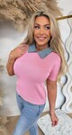 DENIM KRAAG TOP 05922 PINK
