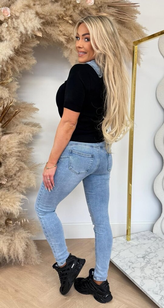 DENIM KRAAG TOP 05922 BLACK