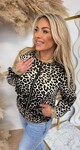 SHINE LEOPARD VESTJE N5275-310 TAUPE/GOLD