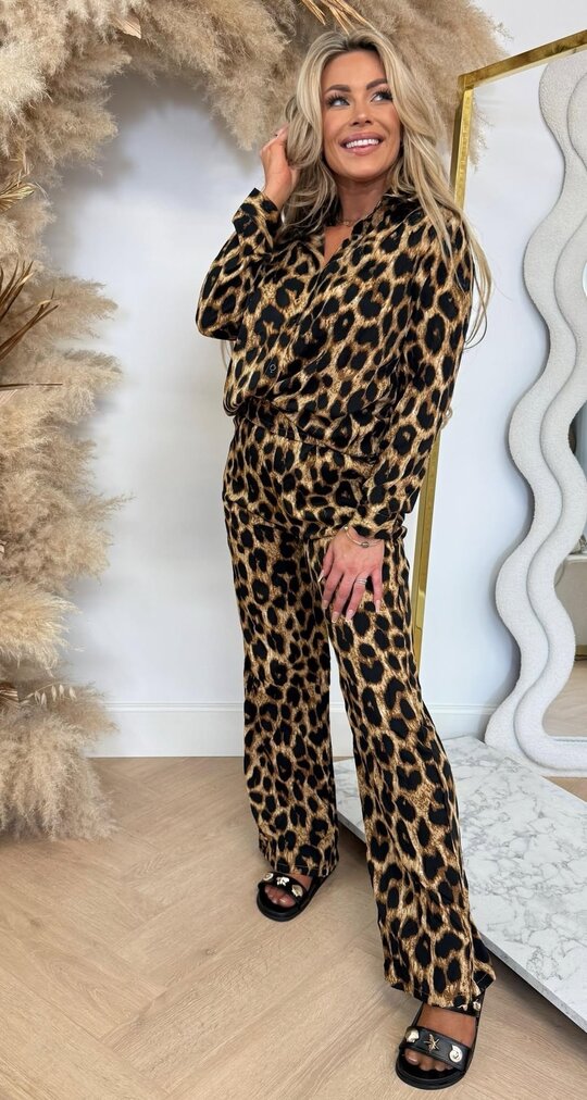 ALL LEOPARD SET BLOUSE + PANTS 6142 CAMEL