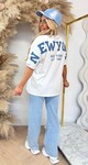 NEW YORK BACK T SHIRT 7227 OFFWHITE/BLUE