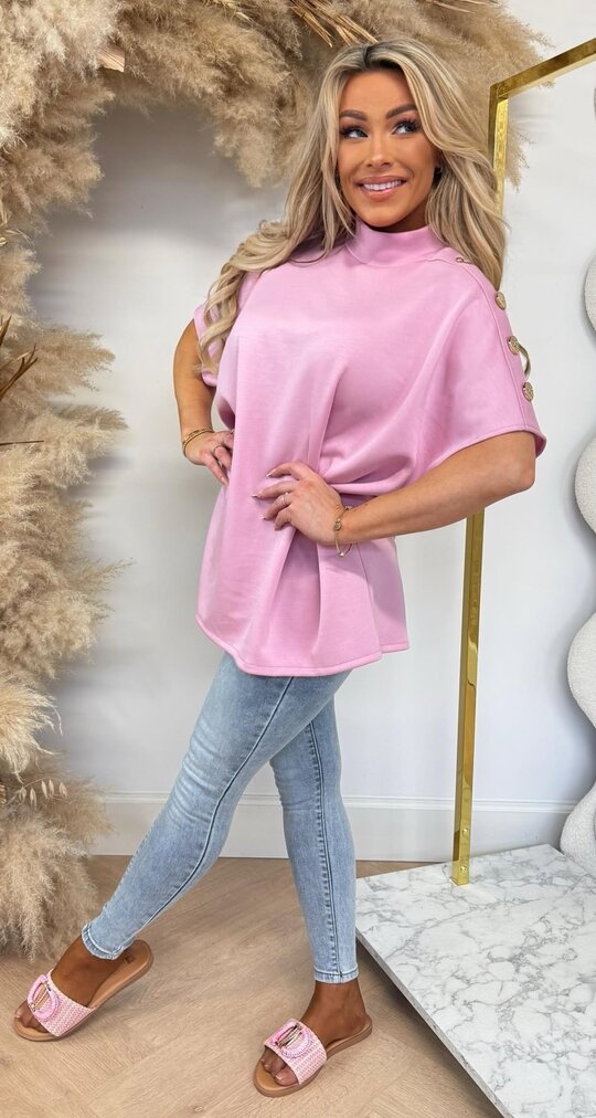 TRENDY BUTTON TOP PINK