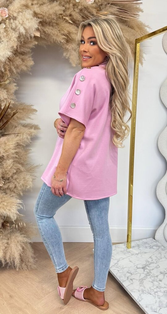 TRENDY BUTTON TOP PINK