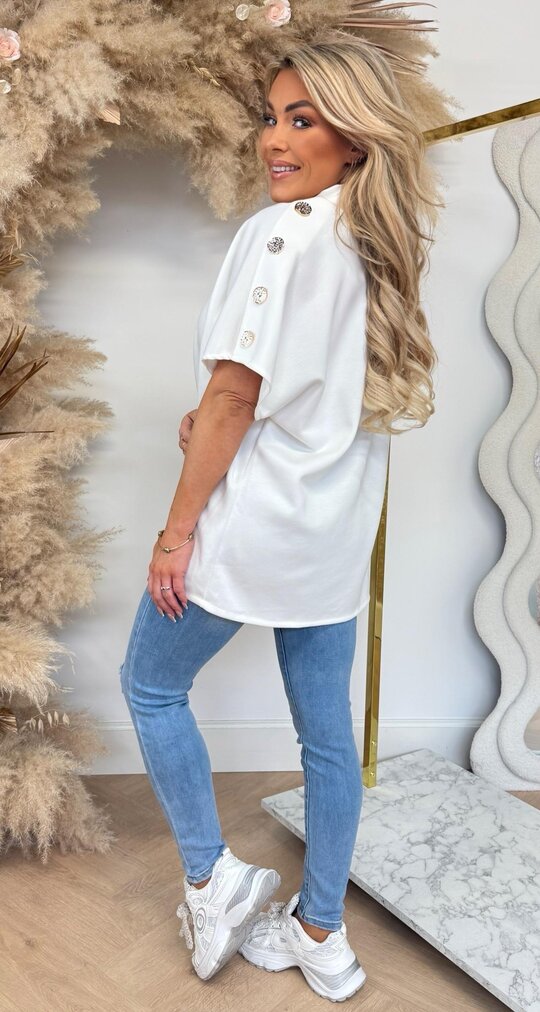 TRENDY BUTTON TOP OFFWHITE