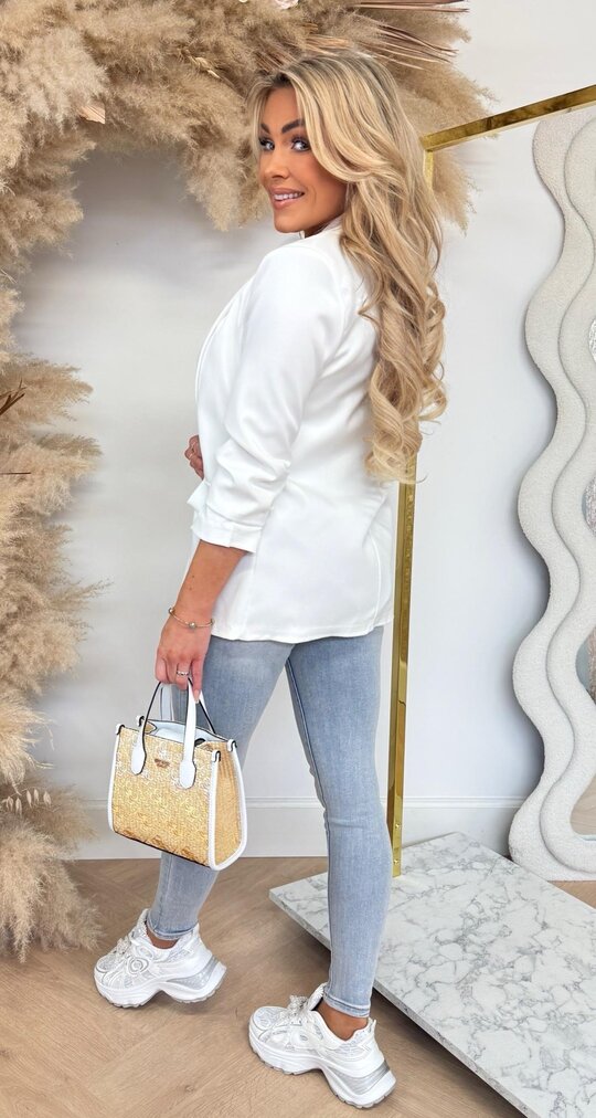 MUSTHAVE CROPPED MOUW BLAZER WHITE MUSTHAVE CROPPED MOUW BLAZER WHITE