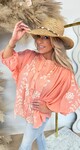 OVERSIZED EMBROIDER PRINT BLOUSE 2996 PEACH
