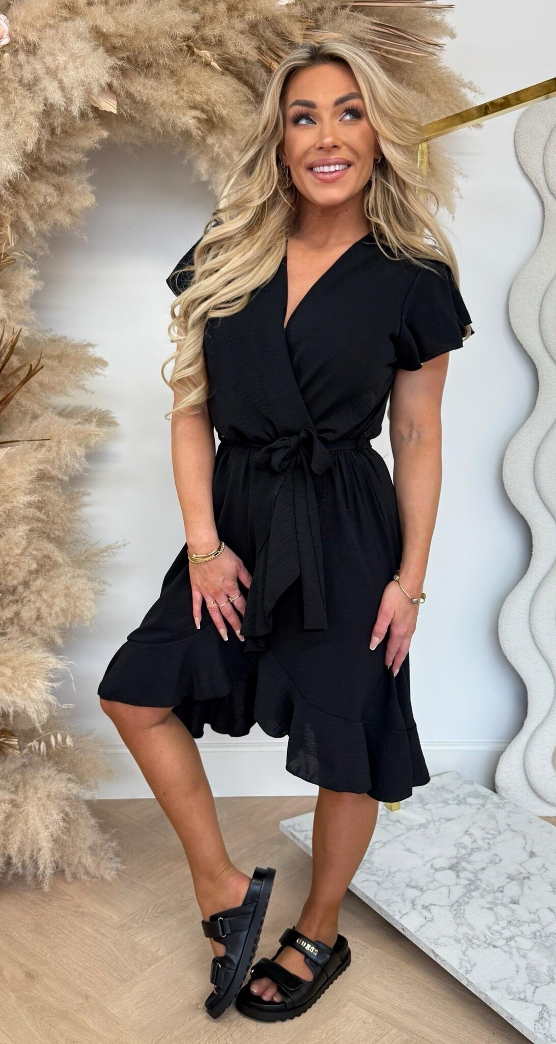 SUMMER RUFFLY DRESS BLACK