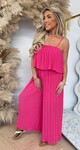 PLISSE SPAGHETTI JUMPSUIT FUCHSIA