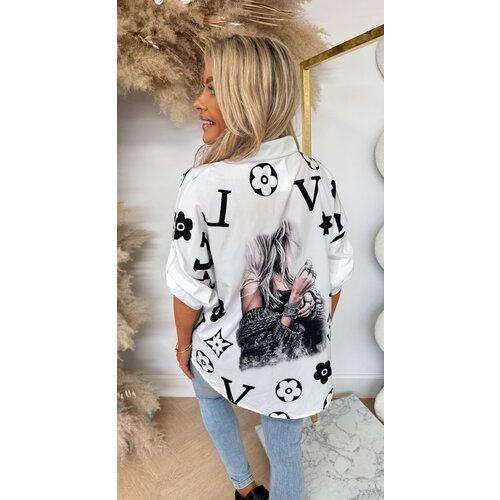 LOUI PRINT BLOUSE WHITE/BLACK LOUI PRINT BLOUSE WHITE/BLACK