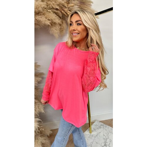 LACE TEE SLEEVE NEONPINK LACE TEE SLEEVE NEONPINK
