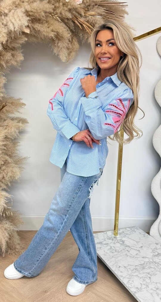 PALMY STRIPE BLOUSE 2278 BLUE