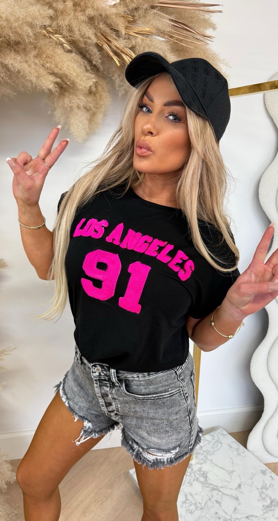 LOS ANGELES TEDDY TEKST T SHIRT 590010-120 BLACK