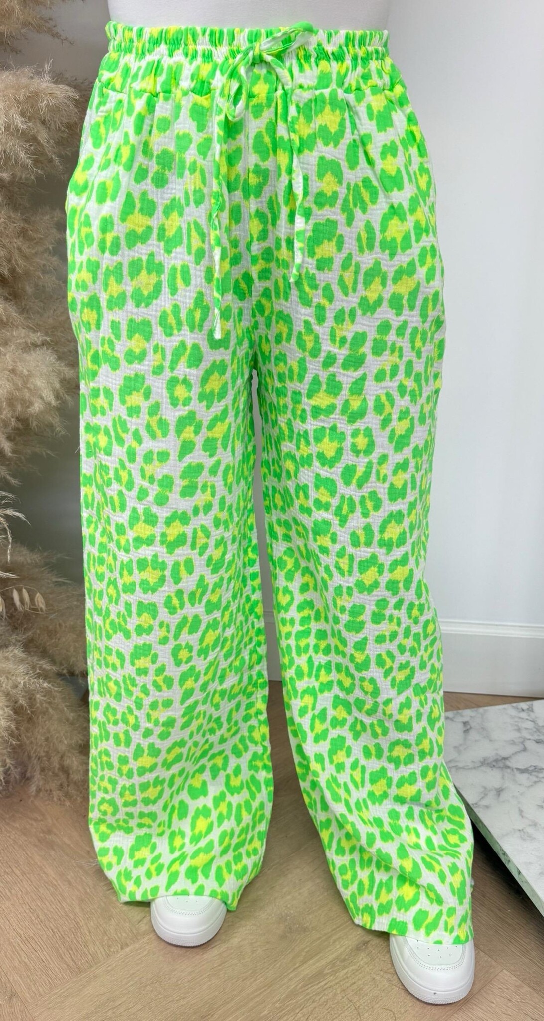 COTTON LEOPARD NEON PANTS 1093 NEON GREEN