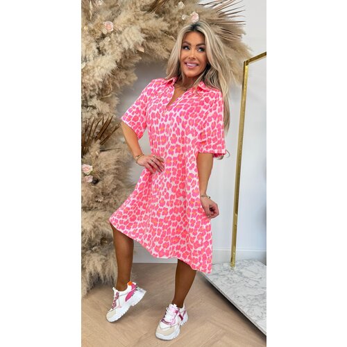 SCOTTIE COTTON LEOPARD DRESS ORANGE/PINK SCOTTIE COTTON LEOPARD DRESS ORANGE/PINK